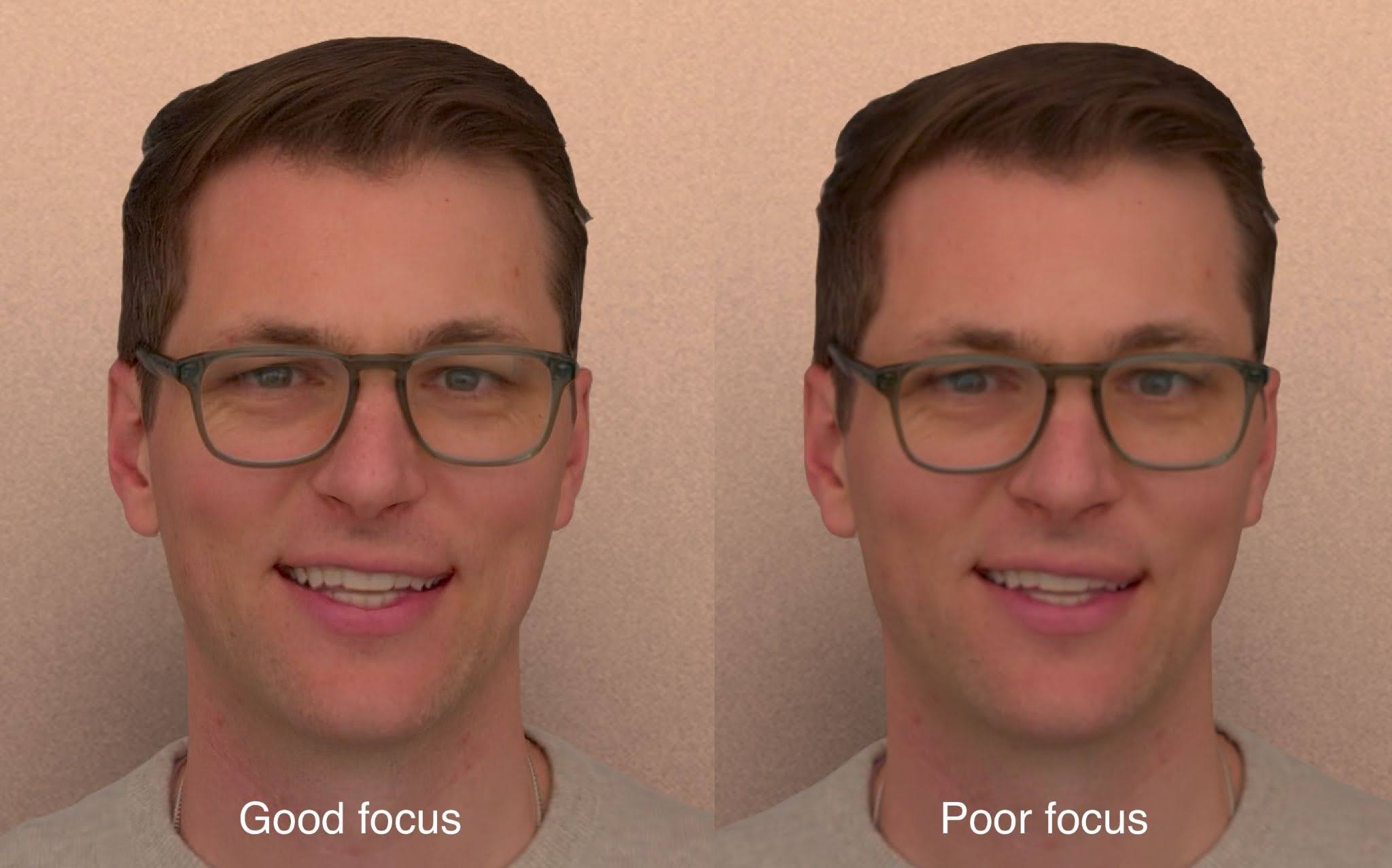 Example of normal visual clarity on left, blurriness on the right