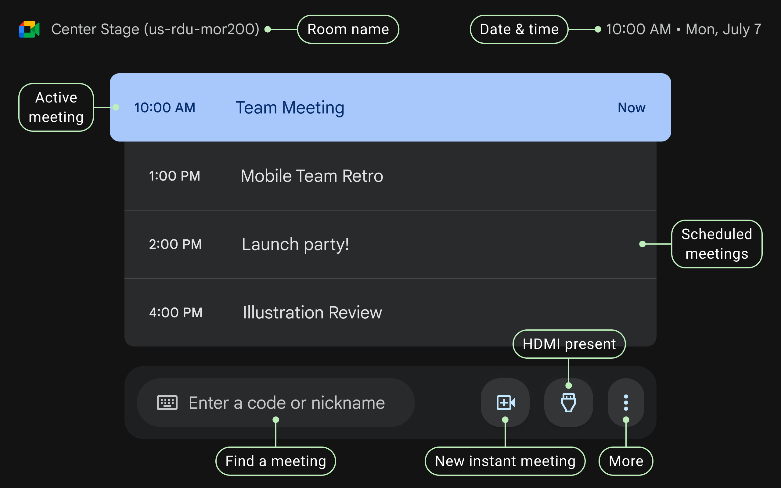 Pre-meeting UI when multiple meetings are scheduled for the same meeting room